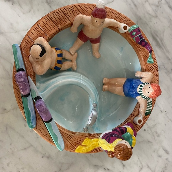 Vintage ceramic chip and dip dish - Lotus (1995) Ski Lodge - Picture 2 of 2